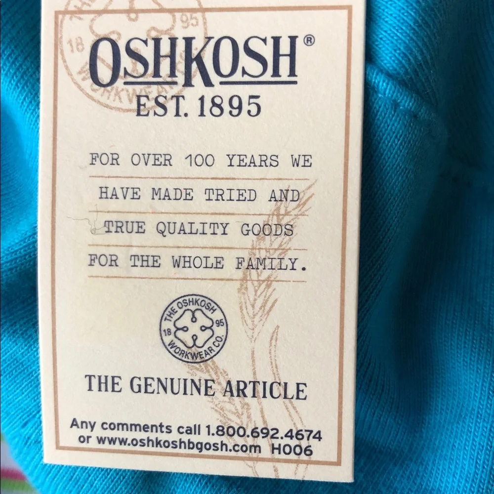 Oshkosh B'Gosh Kid’s 100% Cotton Reversible Bucket Sun Hat Embroidered Size 4-6X